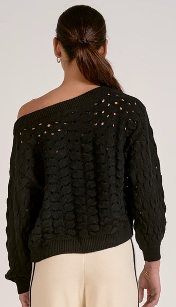 Wide Neck Open Knit Sweater