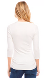 Three Quarter Sleeve Shirred Top