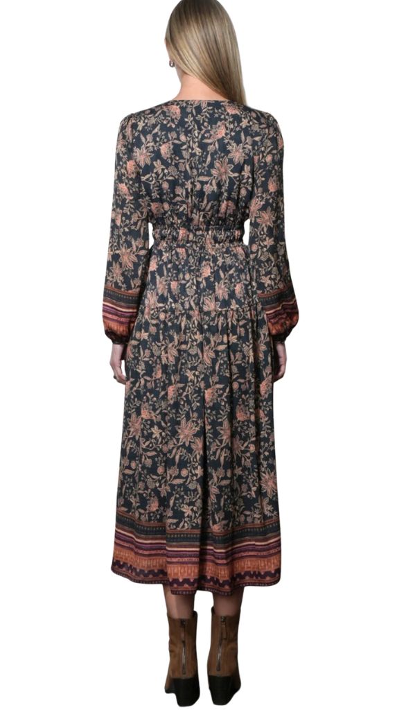 Amber Boho Bordered Midi Dress