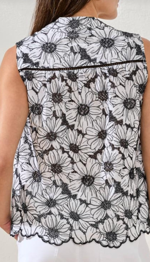 Sleeveless Button Front Blouse