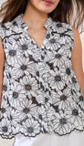 Sleeveless Button Front Blouse
