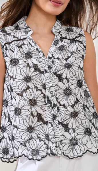 Sleeveless Button Front Blouse