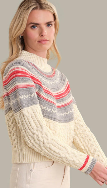 Ayana Cable Pullover With Pattern Yoke