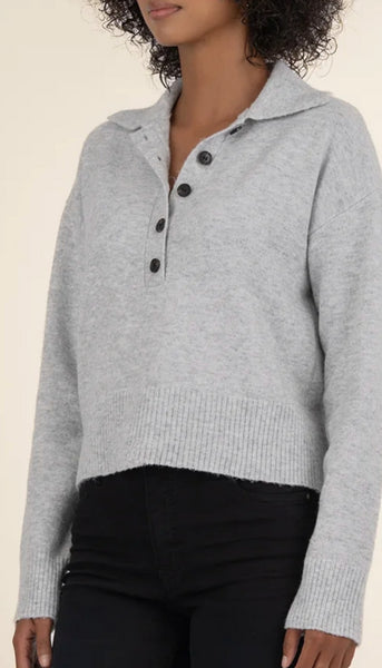 Lilia-Button Front Long Sleeve Sweater