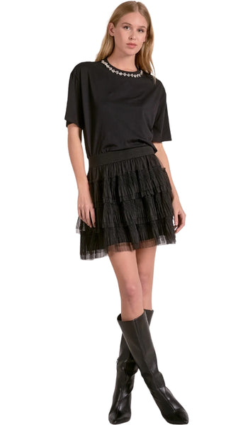 Tee Neck Embelished Top