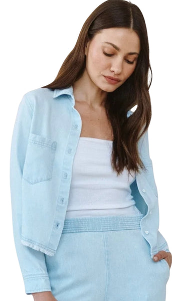 Two Pocket Fray Hem Shirt