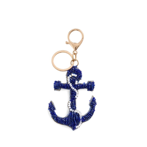 Beaded Bag Charm Keyring-Anchor