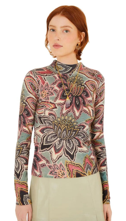 Tapestry Flower Knit Layer Top