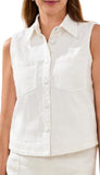 Crop Sleeveless Button Down Shirt