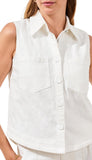 Crop Sleeveless Button Down Shirt