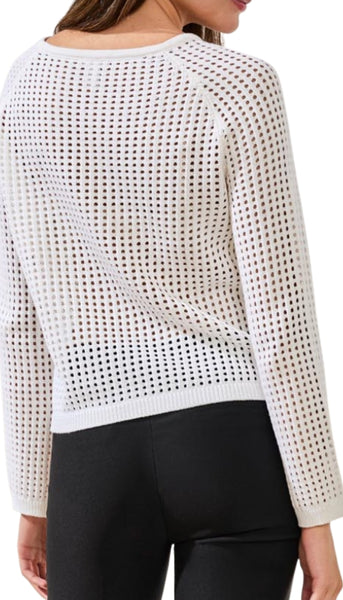 Bell Sleeve Boat Neck Open Stitch