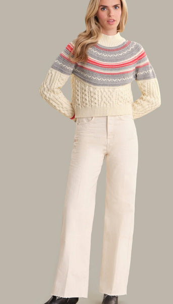 Ayana Cable Pullover With Pattern Yoke