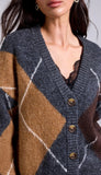 Lofty Argyle Sweater Cardigan