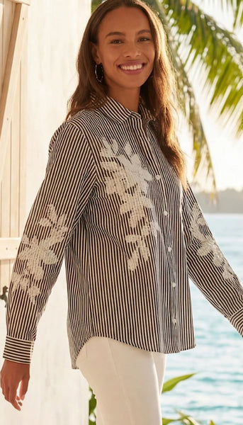 Stripe Embroidered Shirt