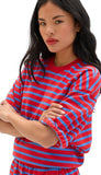 Short Sleeve Oversized Sweatshirt-Strip