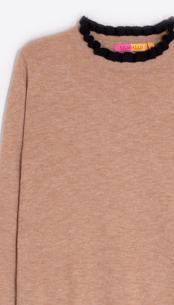 Long Sleeve Round Collar With Ruffle Cuff