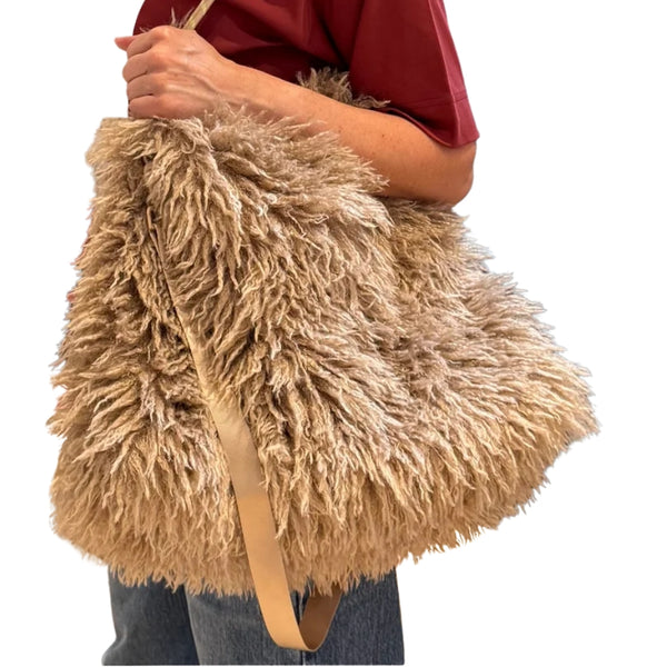 Tisah-Hairy Bag - Taupe