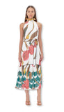 Maisy Neck Tie Print Tiered Maxi Dress