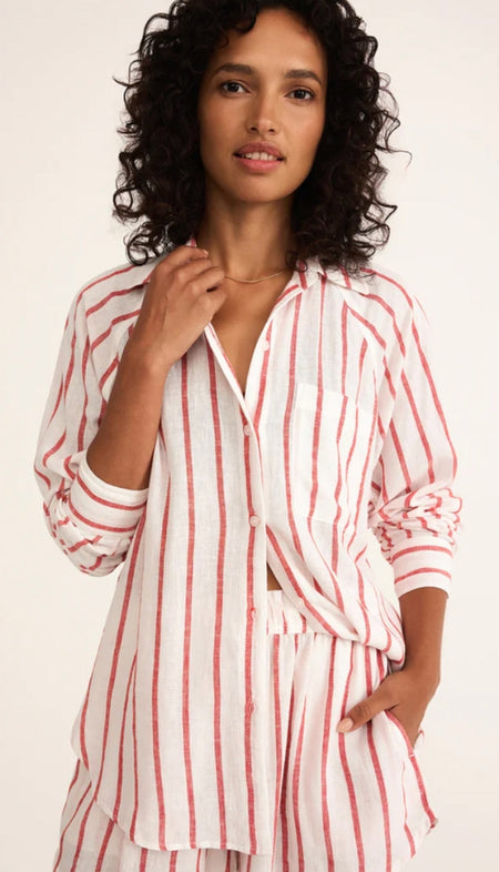 Blouson Sleeve Tie Front Top