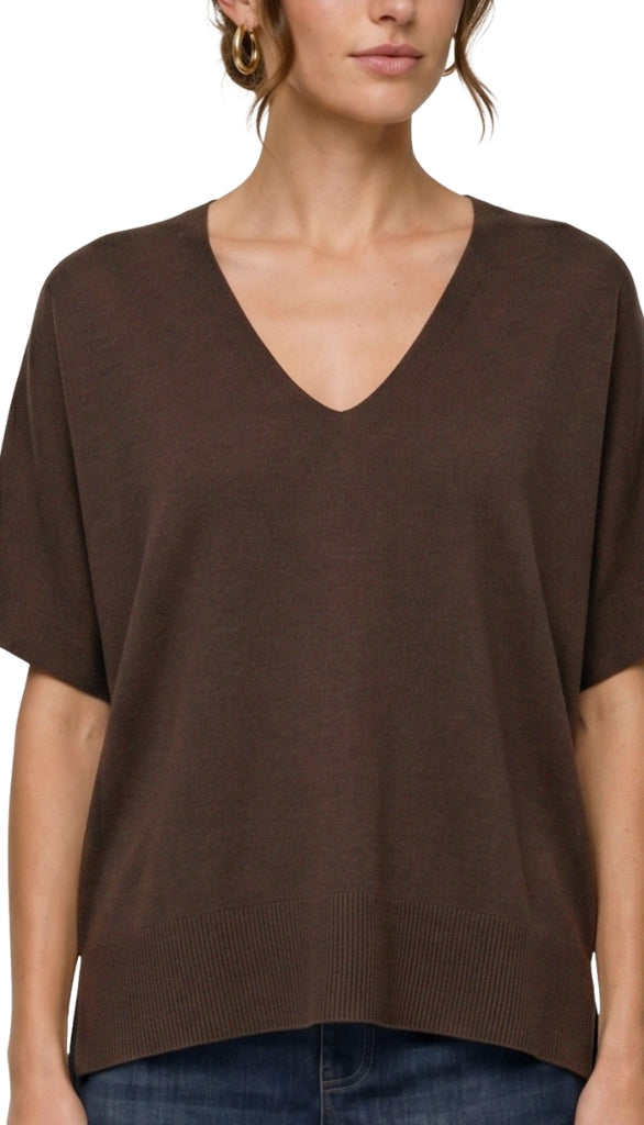 Short Sleeve Vneck Popover Sweater