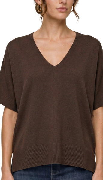Short Sleeve Vneck Popover Sweater
