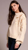 Long Sleeve Mock Neck Sweater With Sequins