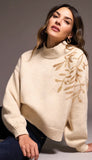 Long Sleeve Mock Neck Sweater With Sequins