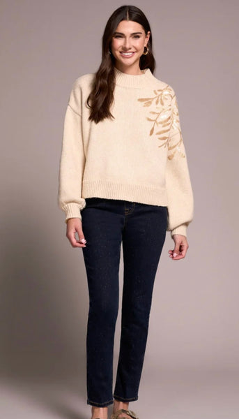 Long Sleeve Mock Neck Sweater With Sequins