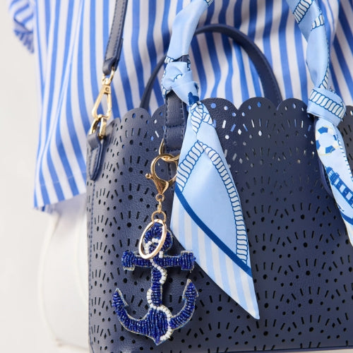 Beaded Bag Charm Keyring-Anchor