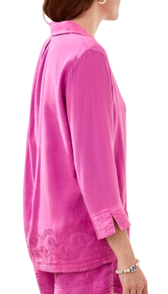 3/4 Sleeve Button Front Blouse