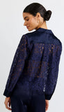 Lace Contrast Button Down