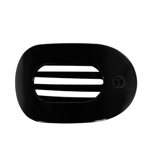 Large Flat Round Clip-Jet Black