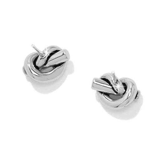 Interlok Single Knot Silver Post Earrings