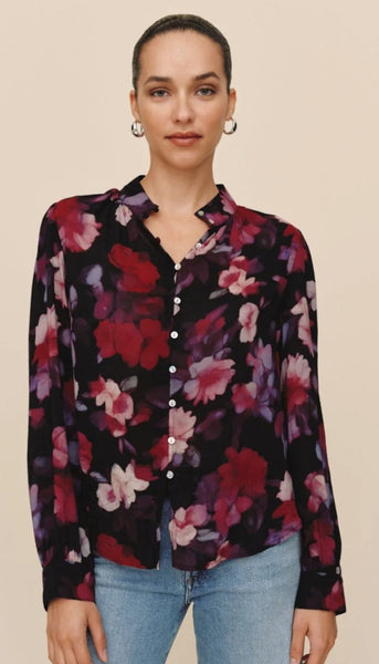 Shirred Button Up Blouse