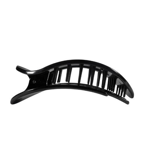 Large Flat Round Clip-Jet Black