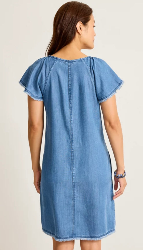 Chambray Flutter Shift Dress