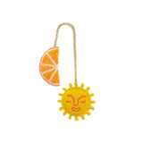 Beaded Bag Charm Keyring-Orange, Sun