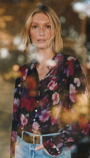 Shirred Button Up Blouse