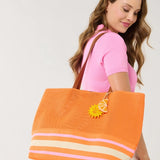 Beaded Bag Charm Keyring-Orange, Sun
