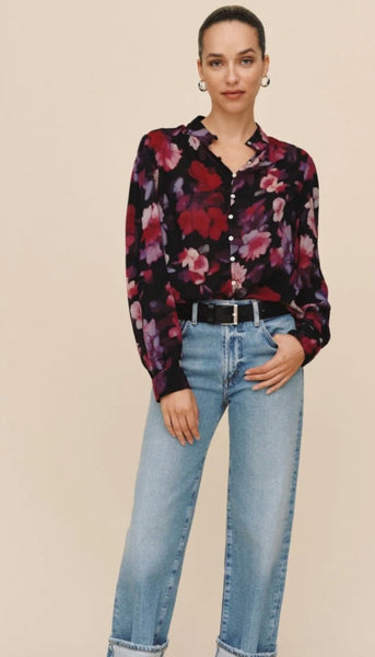 Shirred Button Up Blouse