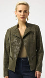 Faux Suede Fitted Moto Jacket