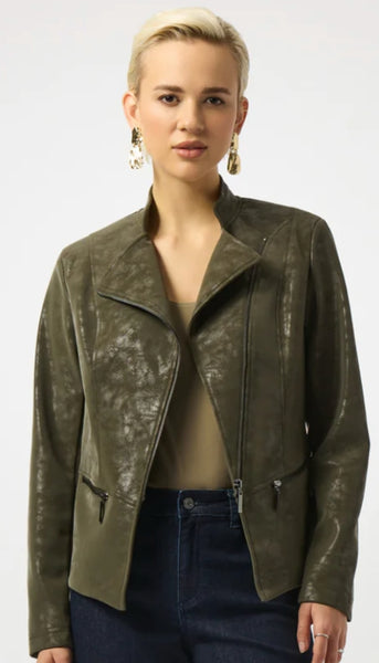 Faux Suede Fitted Moto Jacket