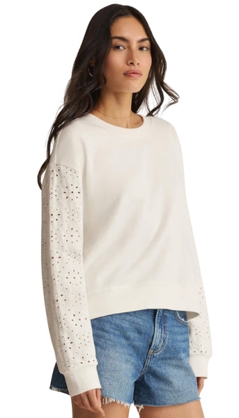 Mosaic Knit Eyelet Sweatshirt