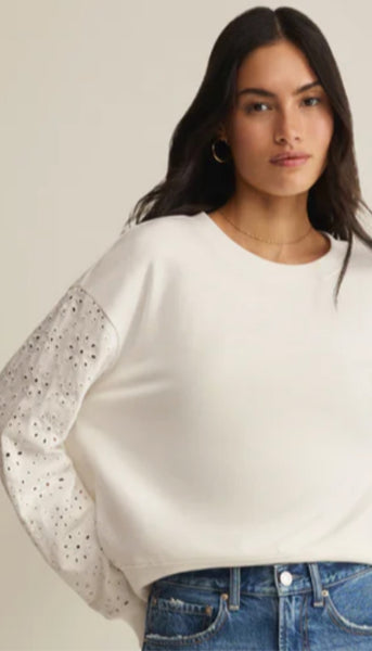 Mosaic Knit Eyelet Sweatshirt