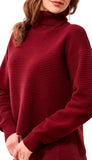 Turtle Neck High Low Sweater With Side Slit