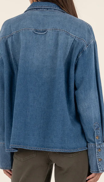 Gertie Button Front Shirt Long Sleeve Pocket