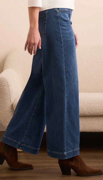 Audrey Pull On Wide Jeans - Fade Blue