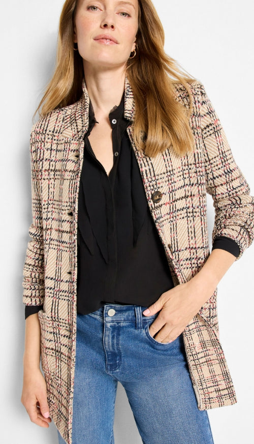 Stitchy Plaid Knit Blazer