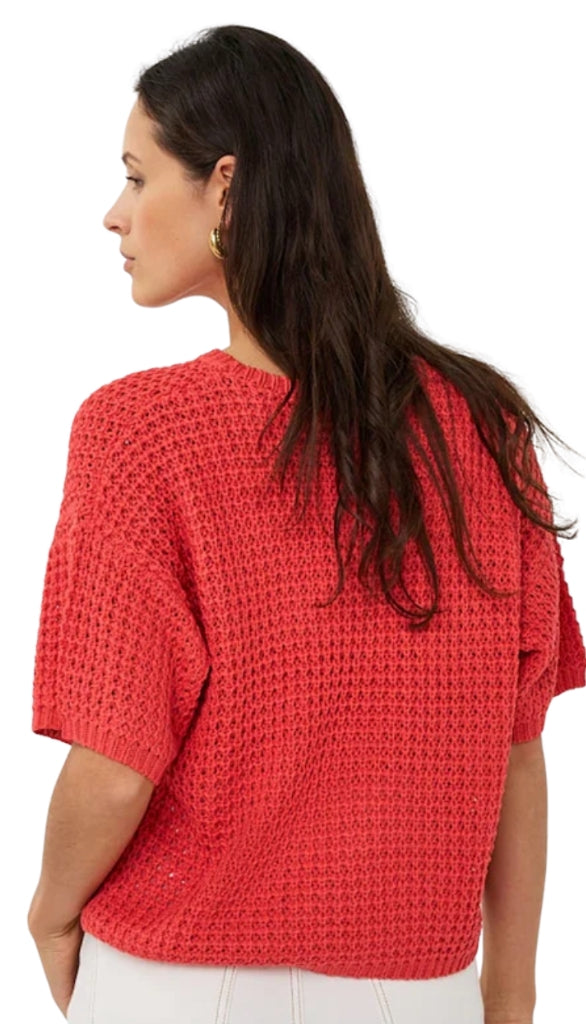 Open Knit Short Sleeve Sweater
