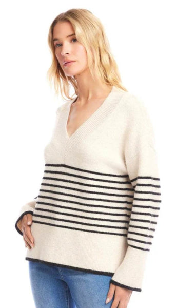 Stripe V Neck Sweater